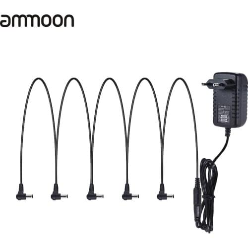 Guitar Effect Power Supply Adapter 9V DC 1000mA 5 Way Daisy Chain Chord Cable Negative Inside Positive Outside