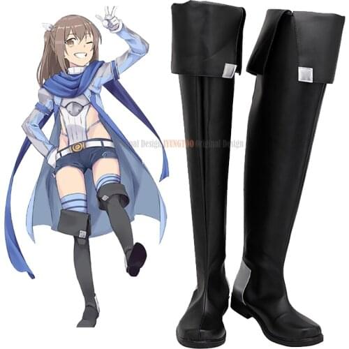 Risa Shiramine Cosplay Boots BOFURI: I Don't Want to Get Hurt, so I'll Max Out My Defense Sally Black Shoes Custom Made Any Size