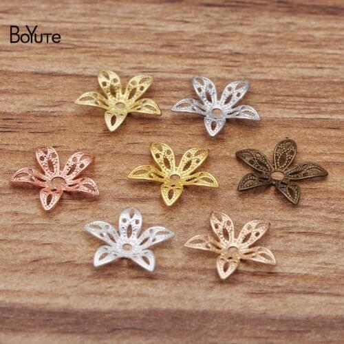 BoYuTe (200 Pieces/Lot) 15MM Flower Metal Brass Bead Caps Diy Hand Made Jewelry Accessories Wholesale