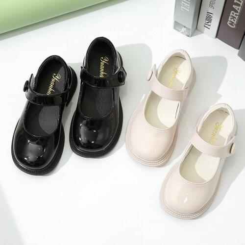 Spring Autumn Kids Shoes Leather Shoes For Big Girls Boys Non-slip Mary Janes Children Buckle Strap Flats
