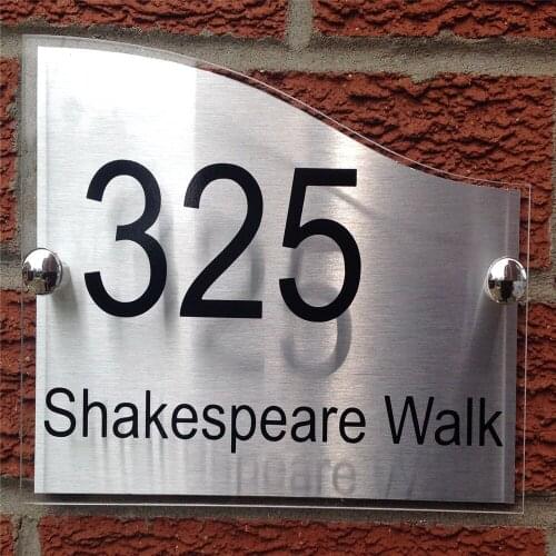 DIY House Number MODERN HOUSE SIGN / PLAQUE QUALITY ACRYLIC ALUMINIUM BACK PLATE SHAPED