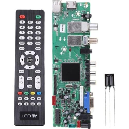 DVB-S2 DVB-T2 DVB-C Digital Signal ATV Driver LCD Remote Control Board Launcher Universal Dual USB Media QT526C V1.1
