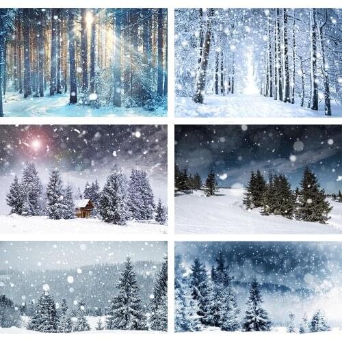Avezano Background For Photography Snow Winter Christmas Wonderland Bokeh Forest Bright Lights Decor Backdrops For Photo Studio