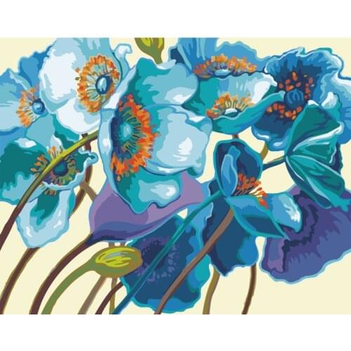 GATYZTORY 40x50cm DIY frame oil painting by numbers kit for adults blue flowers acrylic art supplies coloring by numbers paints