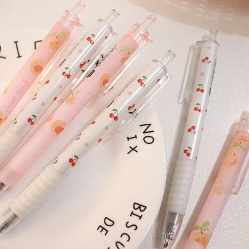5PCS/Box 0.5mm Fruit Black Ink Gel Pen Cute Refill Rod Handle School Writing Stationery Supplies