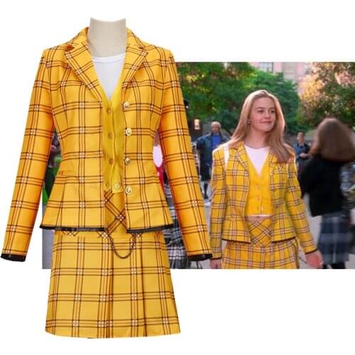Clueless Cher Horowitz Cosplay Costume Suits School Uniform Women Outfits Halloween Carnival Costumes