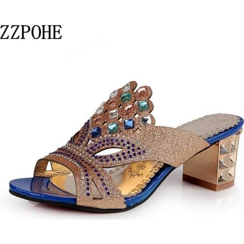 ZZPOHE Summer new womens shoes female leather soft soles mother slippers slope with the elderly skid comfortable slippers