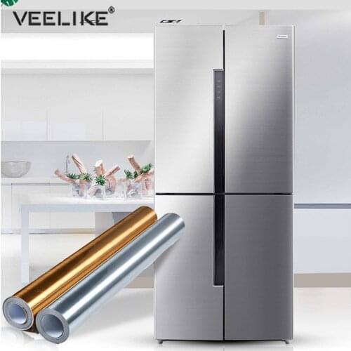 Brushed Silver Decorative Film PVC Vinyl Self adhesive Wallpaper Stainless Steel Contact Paper Kitchen Home Decor Wall Stickers