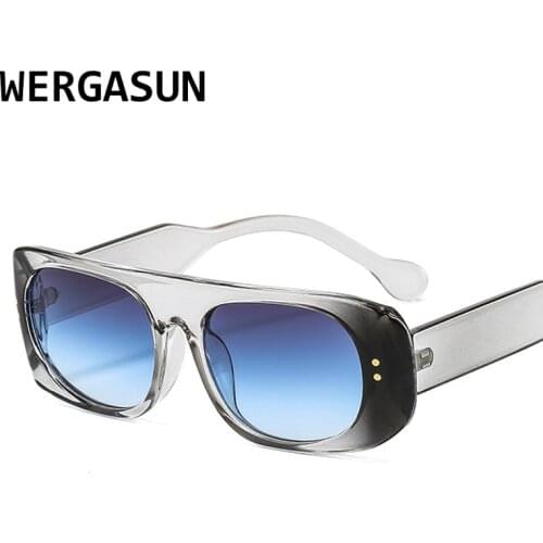 WERGASUN Fashion Square Women Sunglasses Vintage Brand Designer Oval Lens Eyewear Men Sun Glasses Shades UV400