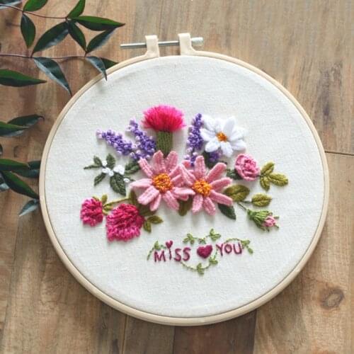 Flowers DIY Embroidery Ribbon Set Beginners Embroidery Shed Sewing Kit Cross-stitch Crafts Hand-stitched Decoration 2021 New