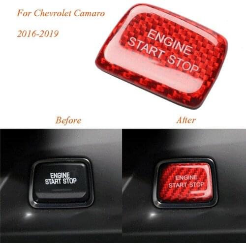 Carbon Fiber Engine Ignition Start Stop Push Button Cover Trim Sticker for Chevrolet Chevy Camaro 2016-2019