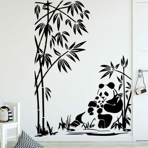Cute Panda Pattern Wall Sticker for Kids Room Decoration Accessories Nature Plant Bamboo Vinyl Decal Home Decor Living Room Z776