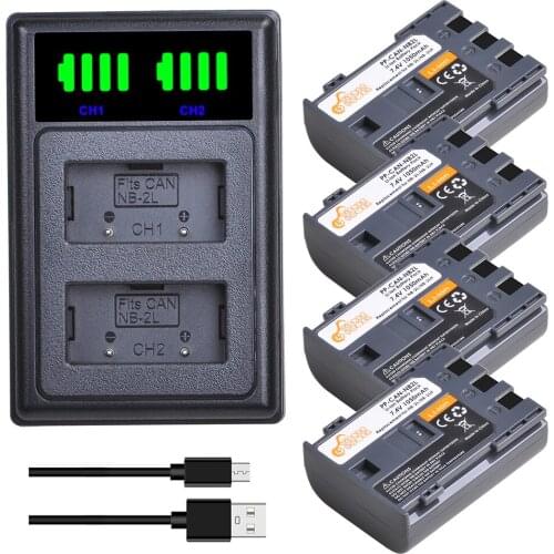 NB-2L Battery 1050mAh NB2L NB2LH Camera Battery Charger Kit for Canon Rebel XT XTi EOS 350D 400D Powershot G9 G7 S80 S70 S30 L10
