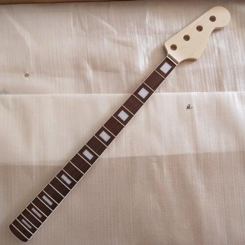 Unfinished 20 Fret For Maple Bass Guitar Neck Parts white block inlay