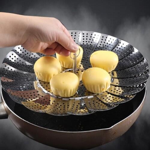 Stainless Steel Vegetable Steamers Fruit Basket Kitchen Supplies Cooking Tool Food Storage Container Expandable Foldable Steamer