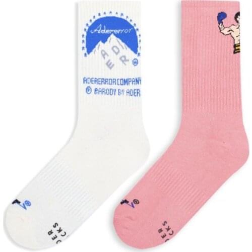 Womens Short Socks Cotton Korean Fashion Ins Trend White Pink Unisex Mens Socks With Print Letter Cartoon Casual Sport 2 Pairs