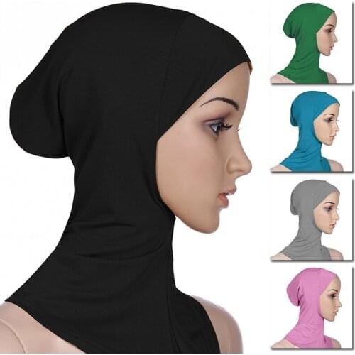 New Fashion Muslim Underscarf Women Veil Hijab Islamic Soft Cotton Solid Color Elastic Comfortable Breathable Casual Turbans