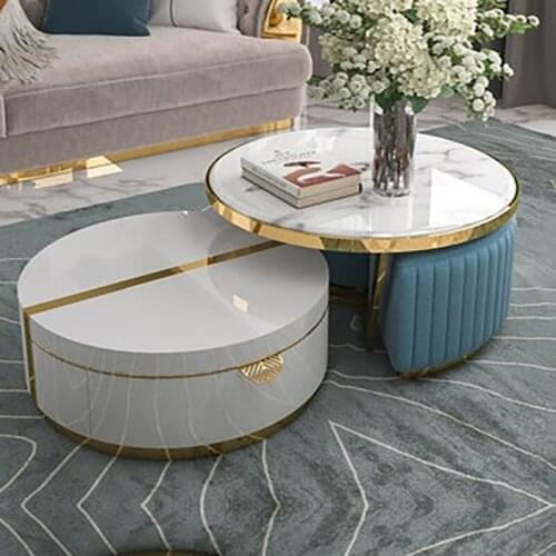 New Nordic light luxury coffee table TV cabinet combination modern minimalist home living room designer net red round