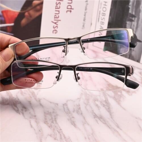 Rockjoy Titanium Eyeglasses Frames Men Semi Rimless Glasses Male Spectacles for Prescription Small Large Size Brand Plain