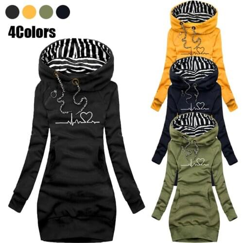 Autumn and Winter Women Dresses Fashion Long Sleeve Hoodie Dress Casual Hooded Dresses for Women Pullover Dress