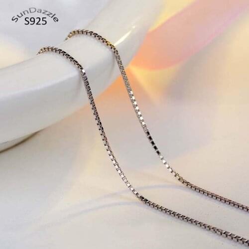 Genuine Real Pure Solid 925 Sterling Silver Chain Necklace for Women Box Basic Chains Jewelry Female Clavicle Necklace