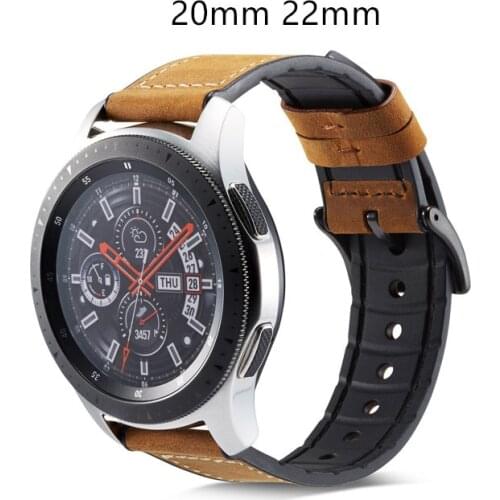 20mm 22mm Genuine Leather watch strap Band for Samsung Gear S3 S2 Galaxy 42/46mm active for Amazfit Stratos 2 2S bracelet bands