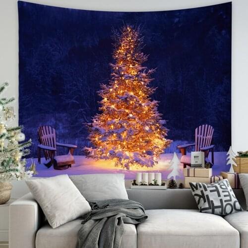 Christmas Tapestry Hanging Polyester Large Size Christmas Elements Wall Decal Themed Ornament for Room Bar New JS22