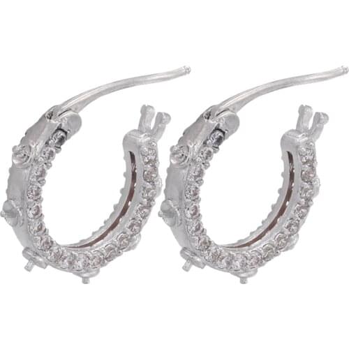 ZHUKOU silver color hoop earrings exquisite women small hoop earrings trend zirconia dinner earrings jewelry wholesale VE445