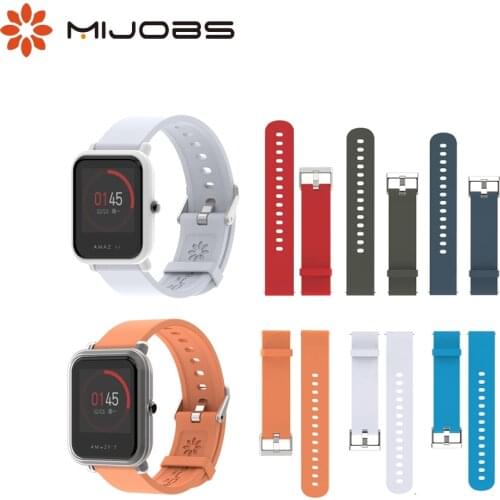 Mijobs 20mm Silicone Wrist Strap for Xiaomi Huami Amazfit Bip BIT Smart Watch Band Accessories Sports Bracelet Correa Wristband