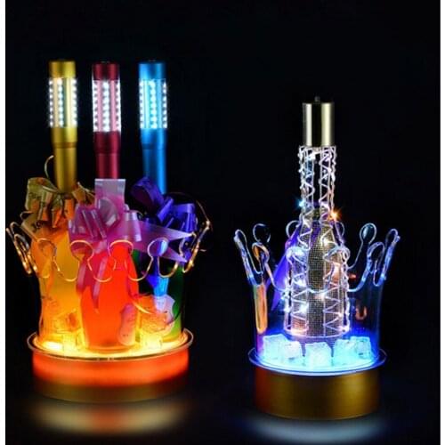 New Crown LED Rechargeable Ice Buckets Acrylic growing wine Holder Waterproof Bar ice Cooler Champagne wine beer ice bucket