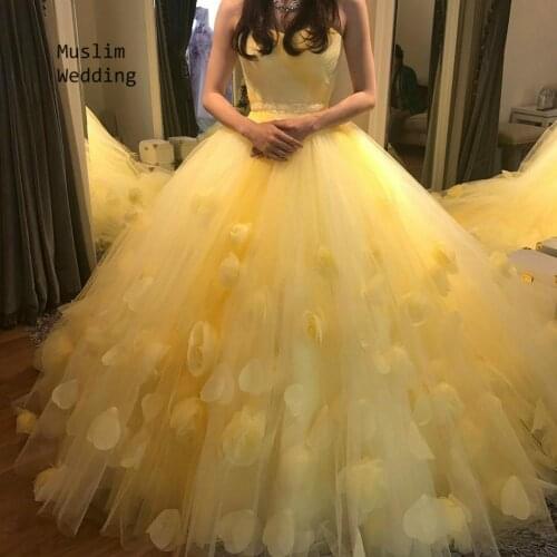 Vestidos De 15 Años Sweet 16 Dress Puffy Yellow Quinceanera Dresses Princess 2020 Handmade Flowers Ball Gown Prom Dress Cheap