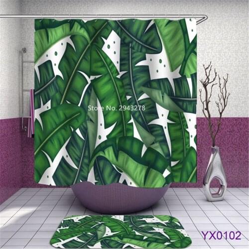 Cactus Color Tree Green Leaf Series Pattern Waterproof and Mildewproof with Hook Washable Shower Curtain Bathroom Decoration