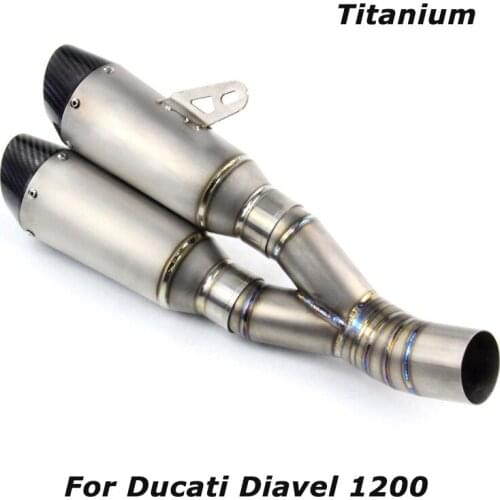 Slip for DUCATI Diavel 1200 Titanium System Motorcycle Dual-outlet Exhaust Muffler Mid Tail Pipe Set