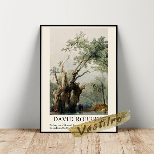 David Roberts Exhibition Poster, The Holy Tree Of Metereah Illustration Painting, Roberts Vintage Plant Scenery Wall Stickers
