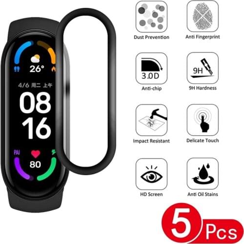 9H Wide Curved Edge Full Coverage For Xiao Mi Band 4 5 6 Soft Clear Protective Film For mi band Screen Protector Guard Not Glass