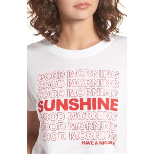 Good Morning Sunshine T-shirts New Summer Inspirational Vacay Tshirt Outfit Women Fashion Aesthetic Tumblr Graphic Tee Shirt Top