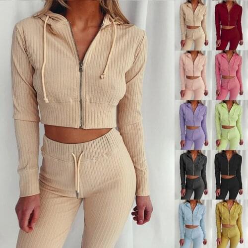 Womens Jumpsuits 2 Pieces Set Summer Autumn Oversize Hooded Sweatshirt + Pants Slim Two Piece Outfit Solid Color Tracksuit C2960