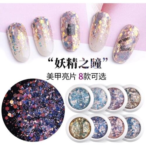 1 Box 3D Mermaid Sequins Nail Art Mixing Glitter Sequins Laser Gradient Shiny Color Powder Nails Art Decorations