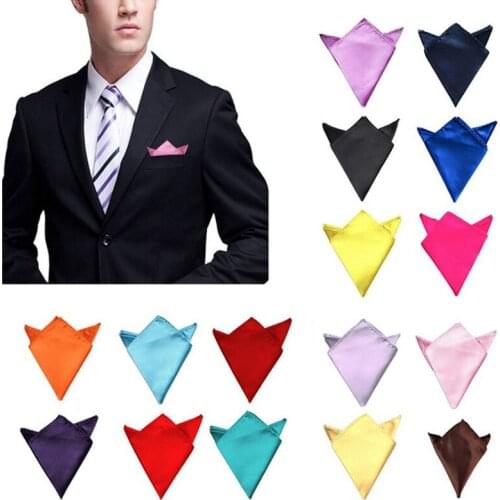 1PC Mens Pre-Folded Pocket Square Solid Handkerchiefs Formal Wedding Party Business Chest Towel Male Square Scarf