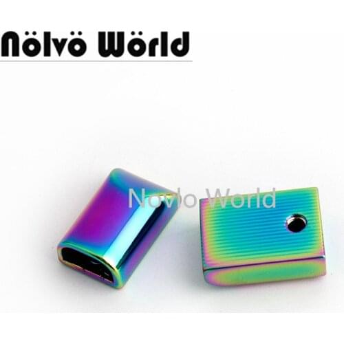 10-50-100pcs Rainbow 19*11mm handbag purse zipper decoration end clips by screws,Zipper ends metal cover clasp accessory