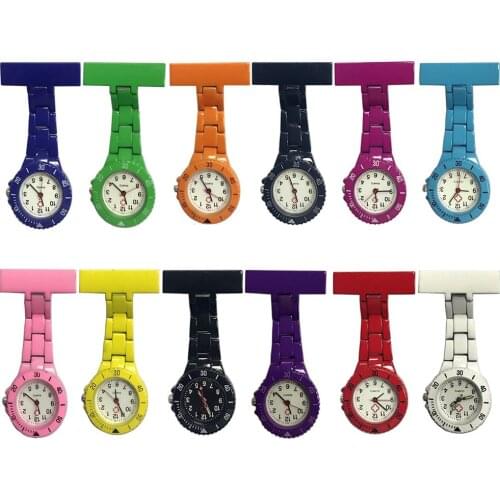 10pcs/lot Colourful Alloy Metal Simple Designs Nurse Doctor FOB Pocket Watch Fashion Wholesale Women Mens Hospital Quartz Watch