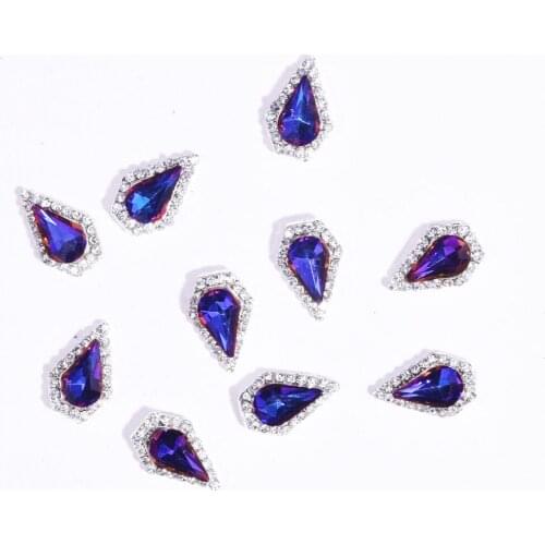 100 pcs Crystal Nails 3D Charms AB Purple Rhinestones DIY Charms for Nail Art 3D Nail Decoration crystal Shaped Charms, 12mm