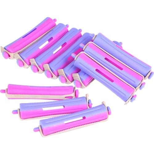 12 Pcs DIY Hiar Curler Roller Salon Cold Wave Rods Hair Roller With Rubber Band Curling Hairdressing Styling Tool for Girl Women