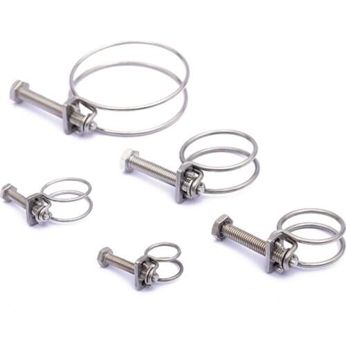 2pcs Stainless steel double steel wire throat band steel wire band clamp pipe water pipe gas pipe clamp