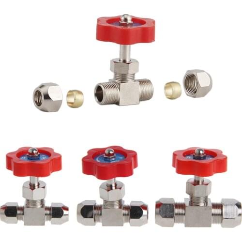 2020 Durable Tube Nickel-Plated Brass Plug Needle Valve OD 6mm/8mm/10mm