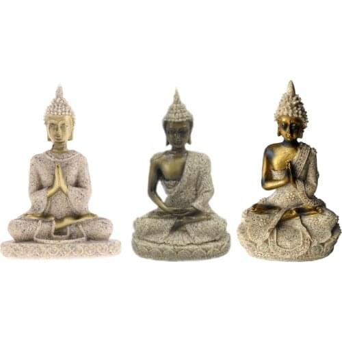 3 Pcs Sandstone Ganesha Buddha Statue Sculpture Handmade Figurine Seated Ganesh Buddha Buddhism Statue Buddha Handmade Figurine
