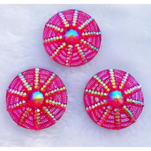 30mm Round Spider web Flat Back stones and crystal Resin Rhinestone trim Gems For Costume Button Crafts 32pcs -B863*4