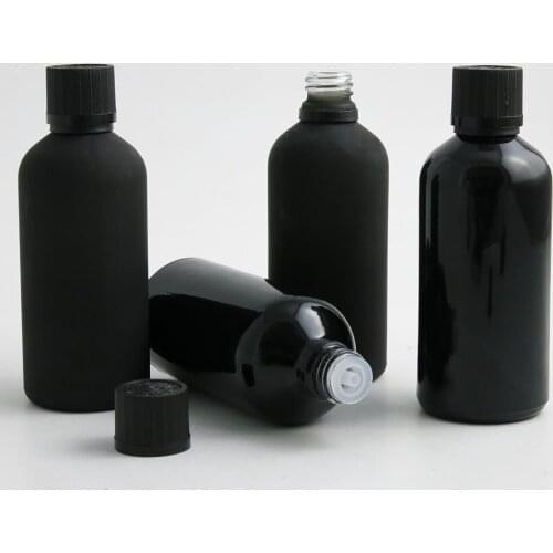 360 x 100ml Essential Oil Travel Frosted/Smooth Black Glass Bottle With Plastic Cap For Liquid Reagent Pipette Bottle with Lock
