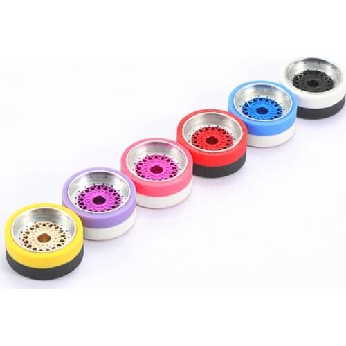 4 Pieces 1/32 Scale Mini 4WD Medium Diameter Metal Wheels with Bicolor Trim Tire for Tamiya Car Models