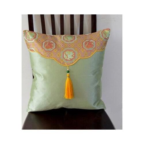 45x45cm Chinese classical satin cushion cover retro pendant pillowcase tassel lumbar pillow case retro waist pillow covers